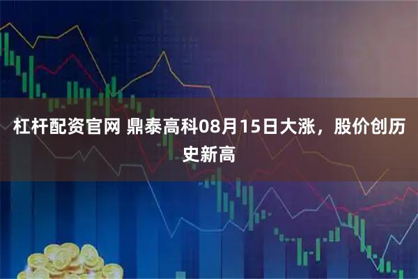 杠杆配资官网 鼎泰高科08月15日大涨，股价创历史新高